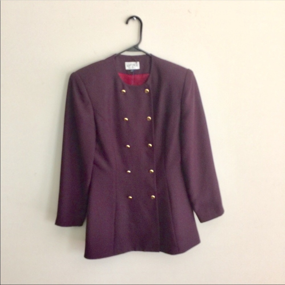Women’s Kasper double buttoned Plum Long Blazer 4